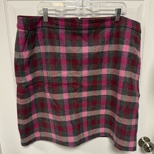 Boden British Tweed Wool Skirt in Pink and Gray US 18L